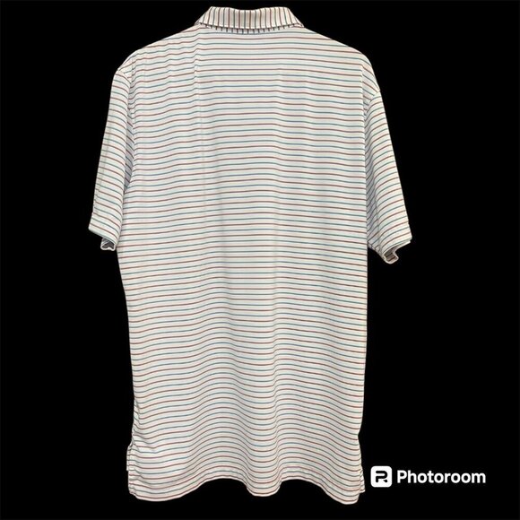 Peter Millar Mens Summer Comfort Short Sleeve Striped Polo Size L Preppy Golf - Picture 2 of 8